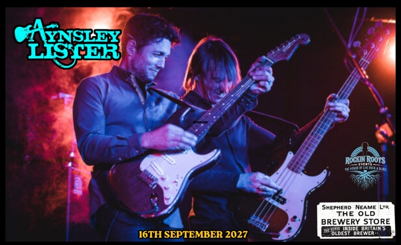 Aynsley Lister Live in Faversham 2027 | The Old Brewery Store 1 Aynsley Lister performing live on stage at The Old Brewery Store, Faversham, 16th September 2027 — blues rock guitarist promoted by Rockin' Roots Events